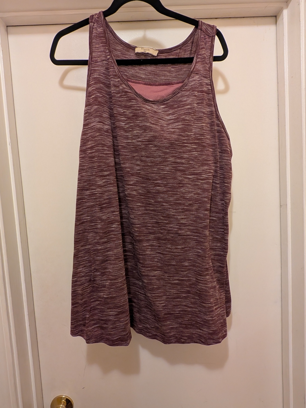 Cestyle 2XL Mauve Heathered Workout Tank Top Built-In Shelf Bra
